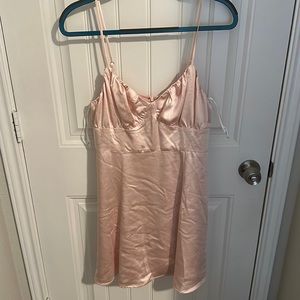 Lulus satin babydoll pink dress